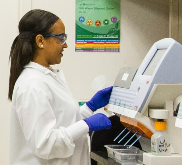 Stock photo of a laboratory technician working in a laboratory.